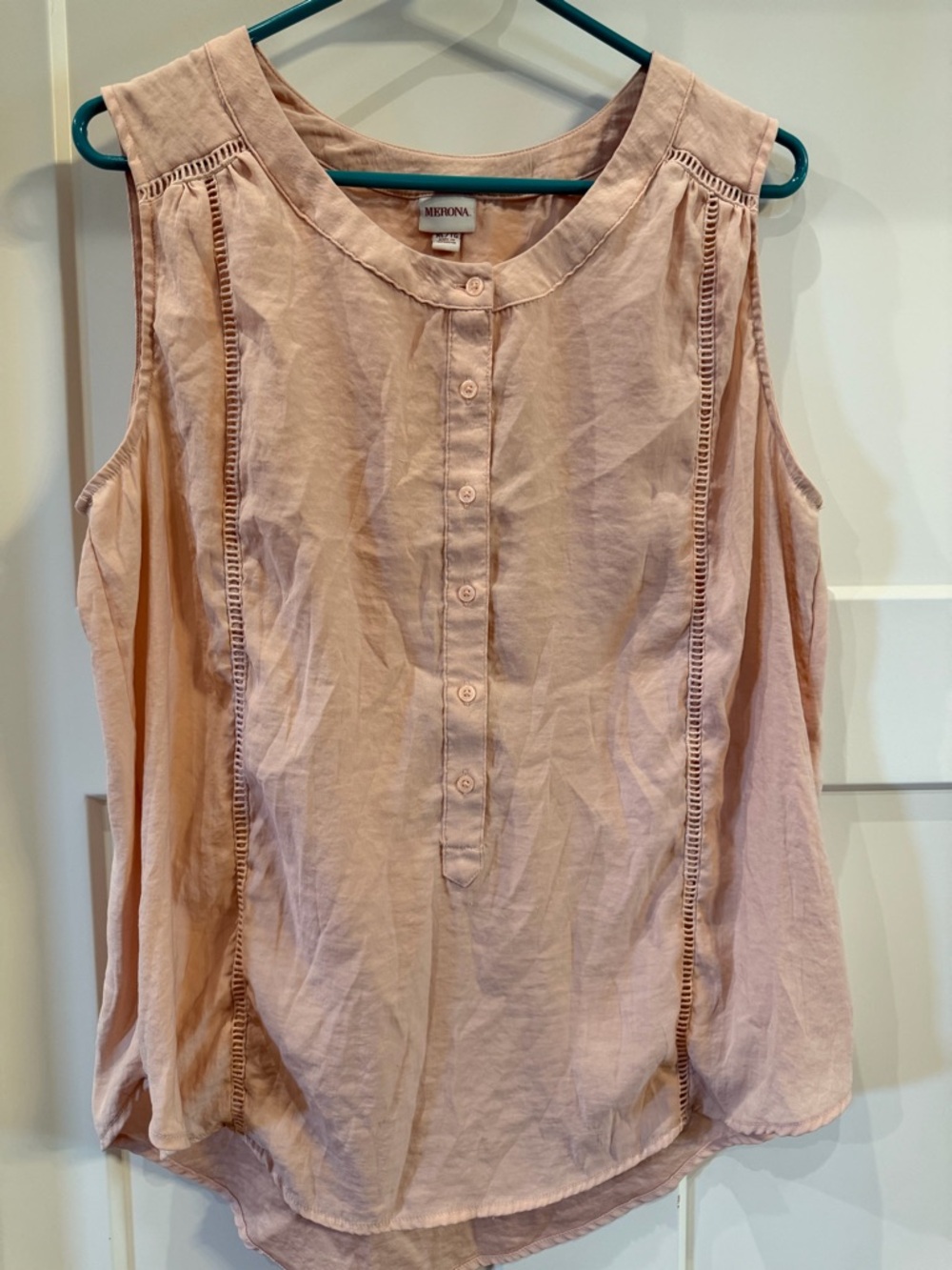 Merona Sleeveless Button-Front Blush Pink Top